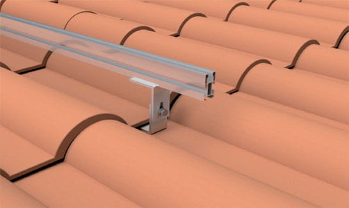 Detalle cumbrera Estructura Cubierta Tejas 2 Paneles Solares 02V Detalle cumbrera Estructura Cubierta Tejas 2 Paneles Solares 02V