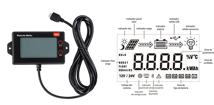 Pantalla del Regulador MPPT 12/24V con Bluetooth