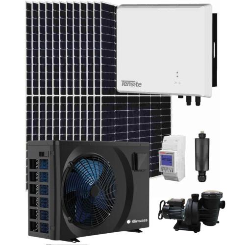 Kit Solar 6000W Tensite con Bomba Piscina Solar Ideal 0.5CV y Bomba Calor Piscina 30m3 7,2kW Klinwass Dolphin