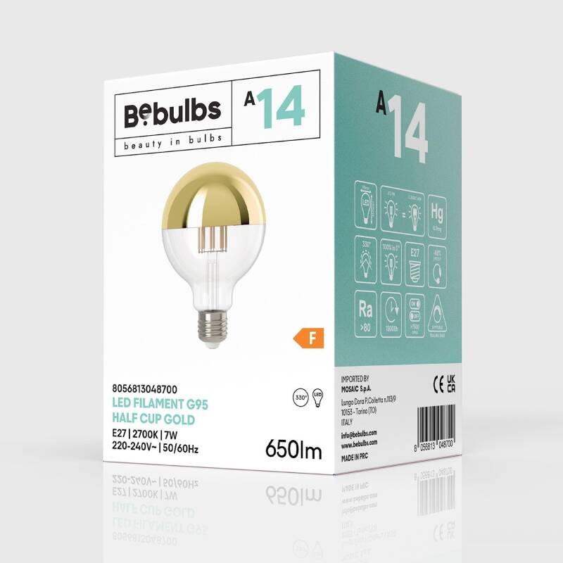 Bombilla Filamento LED E27 7W 650 lm G95 Regulable Creative-Cables BB-A14