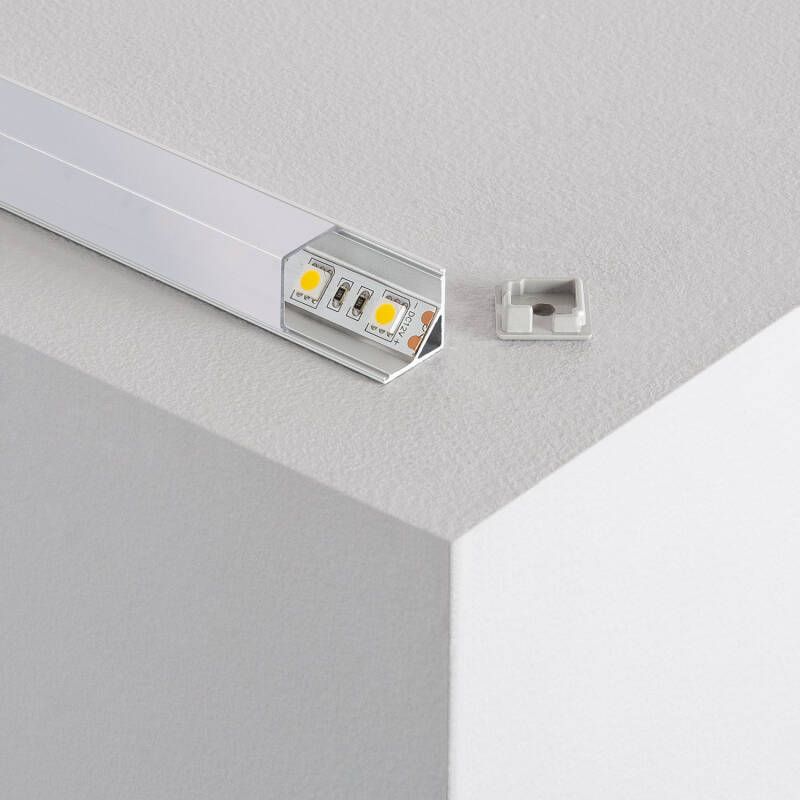 Perfil Aluminio Esquina Triangular 2m para Tira LED hasta 10mm