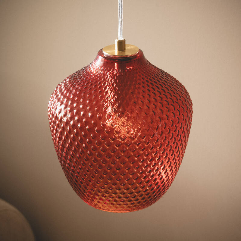 Lámpara Colgante Metal y Cristal Red Stiklu