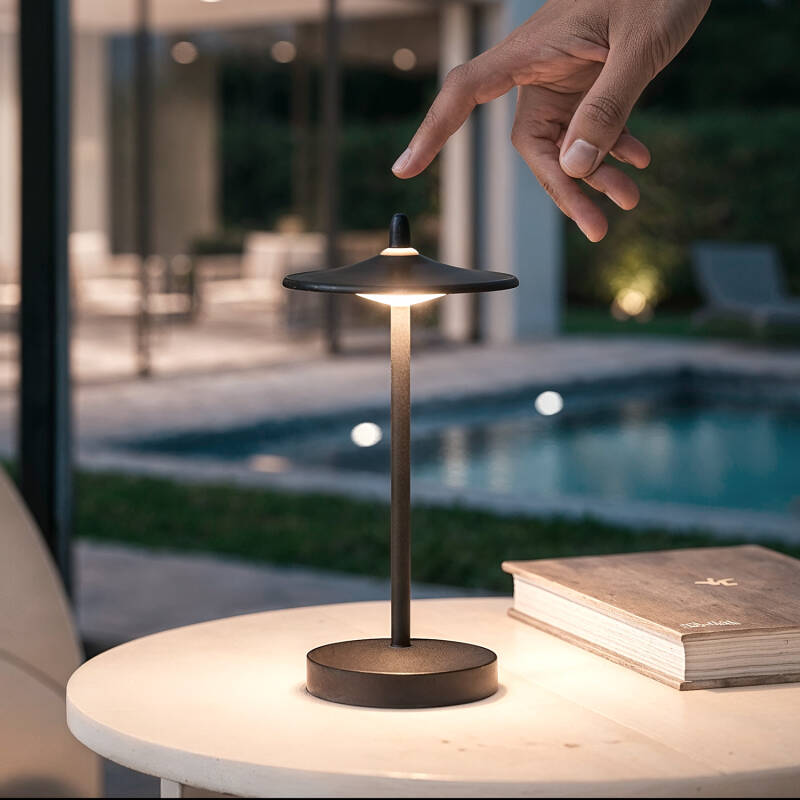 Lámpara de Mesa LED Portátil para Exterior Metal con Batería Recargable Milevani