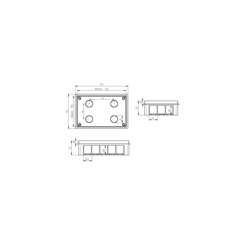 Caja de Empalme y Derivación Empotrable 170x110x50 mm