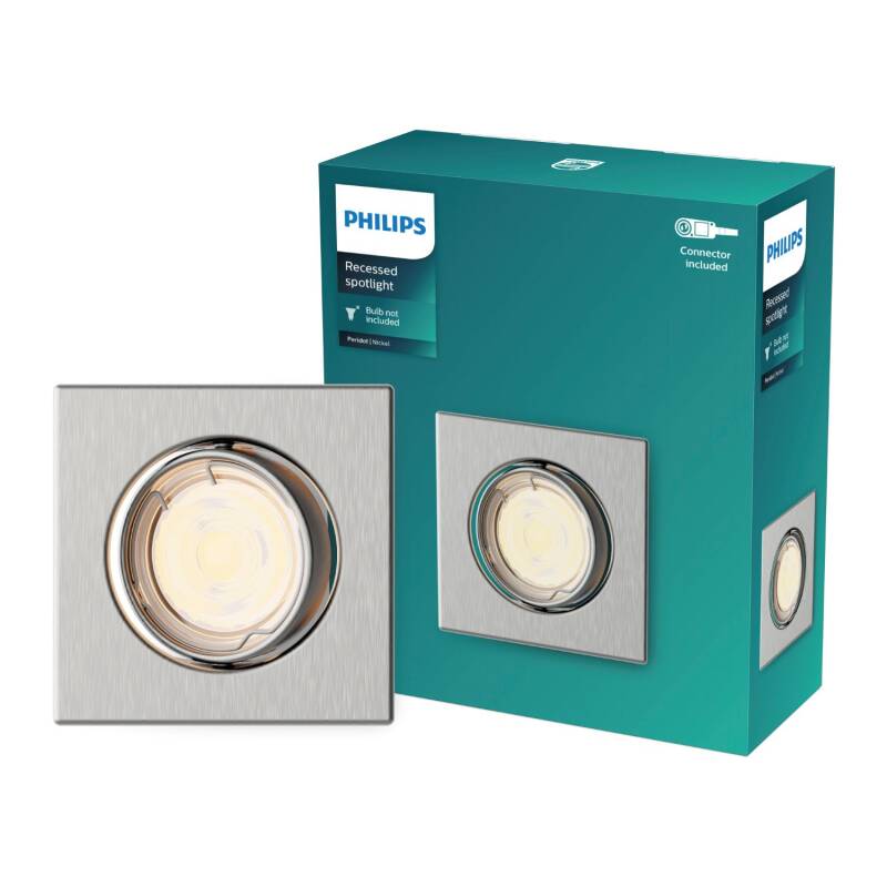 Aro Downlight Cuadrado PHILIPS Peridot para Bombilla LED GU10 Ø 75 mm