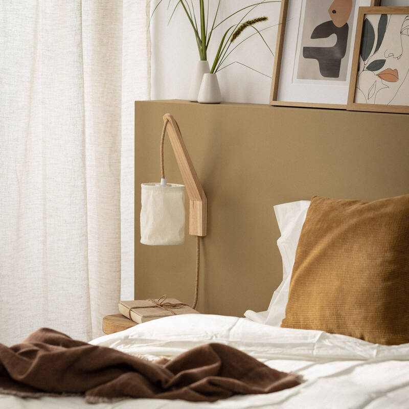Lámpara de Pared de Madera y Tela Kanzu