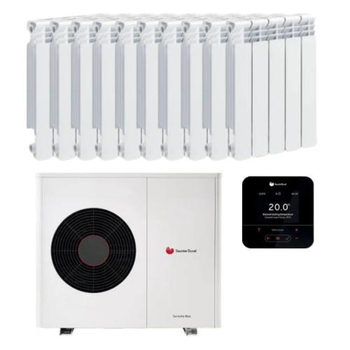 Kit Aerotermia con Radiadores de Agua 14kW Saunier Duval para 150m2