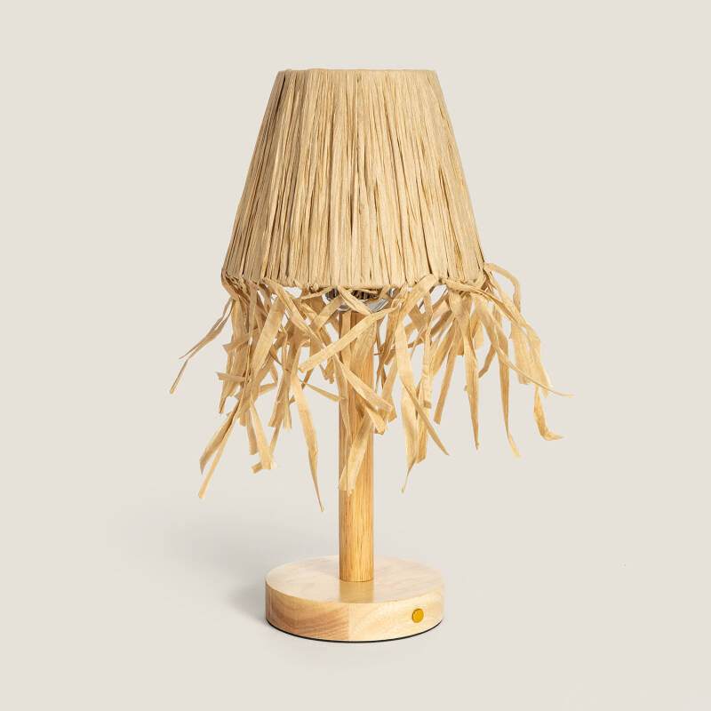 Lámpara de Mesa LED Portátil Madera con Batería USB Recargable Soure
