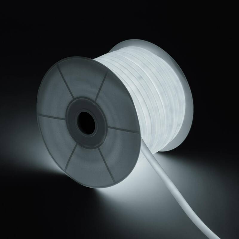 Tira LED Neón Regulable 220V BOBINA 50m Blanco Frío Circular 360 9W/m Corte 100cm IP67