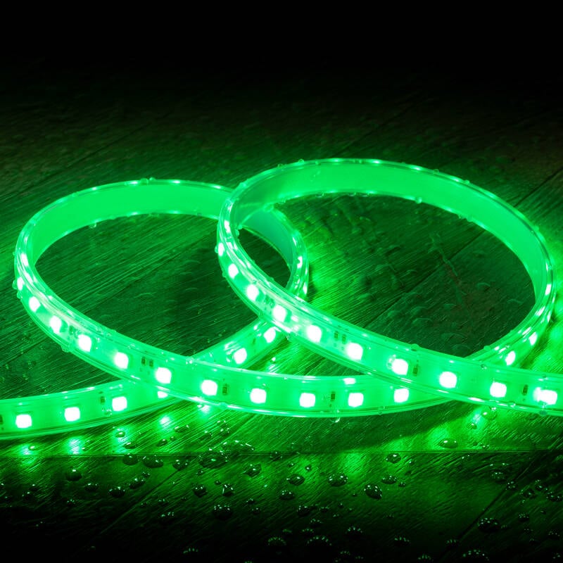 Tira LED RGB 220V SMD 60 LED/m BOBINA 50m 9.5W/m Ancho 14.5mm Corte 100cm IP65 con Mando IR