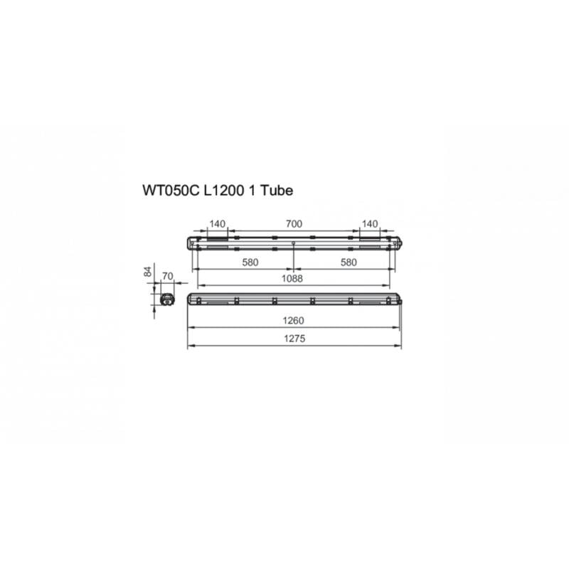 Pantalla Estanca para Tubo LED 120 cm IP65 PHILIPS Ledinaire WT050C
