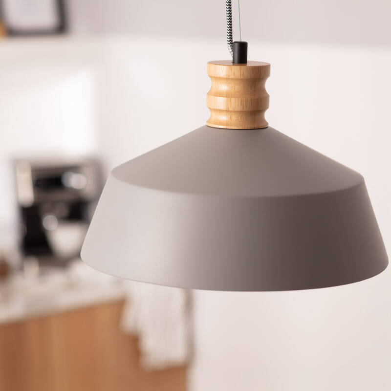 Lámpara Colgante Hormigón y Madera Kukojoa
