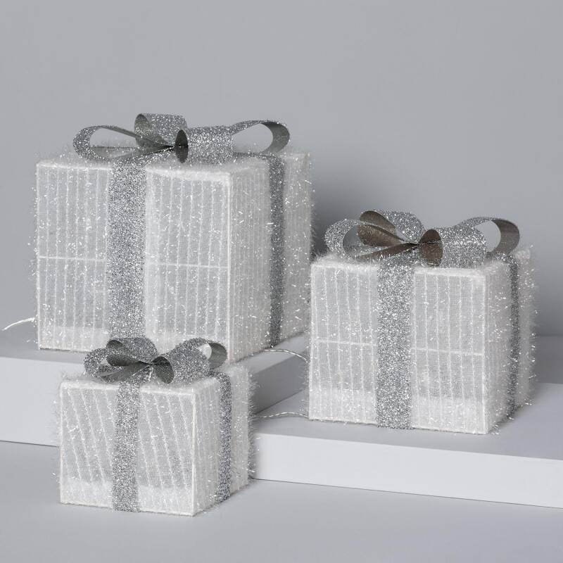 Pack de 3 Cajas Regalo de Navidad LED Ribbon
