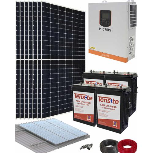 Kit Instalación Placas Solares Aislada 3500W 24V 17500Whdia