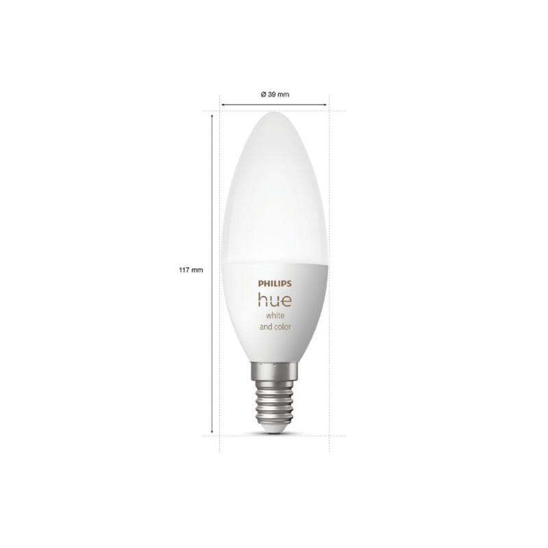 Pack Bombillas Inteligentes LED E14 2x4W 470 lm B39 PHILIPS Hue White