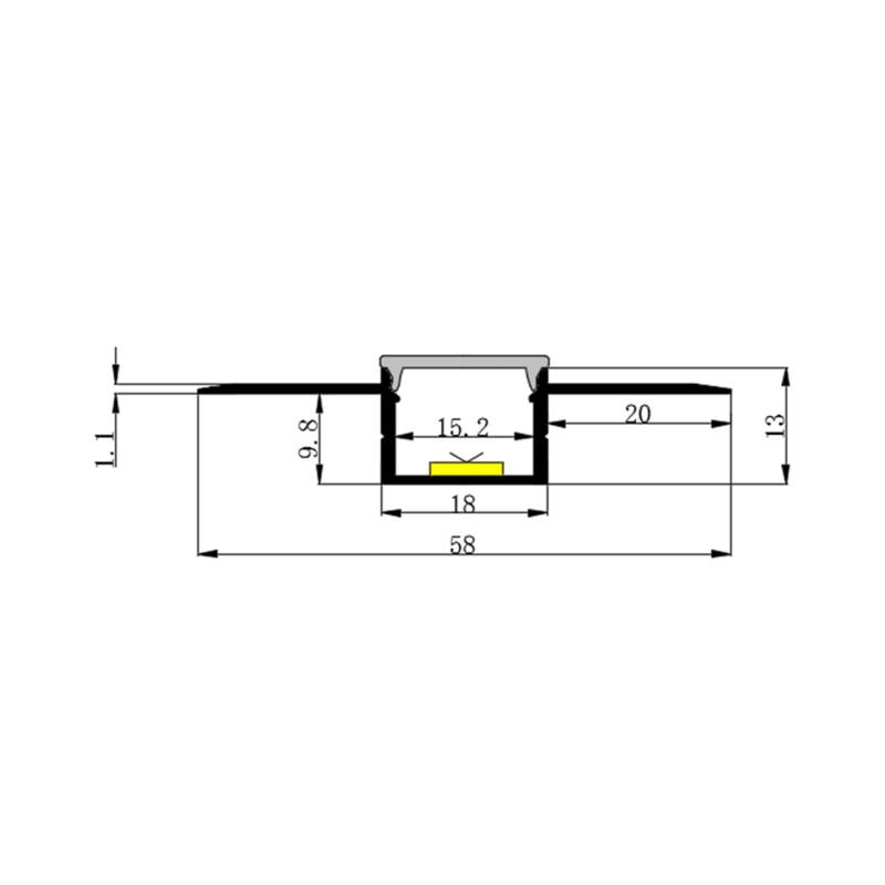 Perfil de Aluminio Flexible Integración en Escayola/Pladur para Tiras LED hasta 15 mm