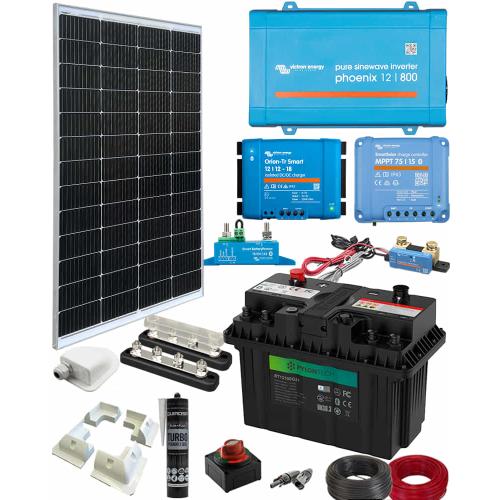 Kit Placa Solar Autocaravana 200W con Instalación Eléctrica Completa