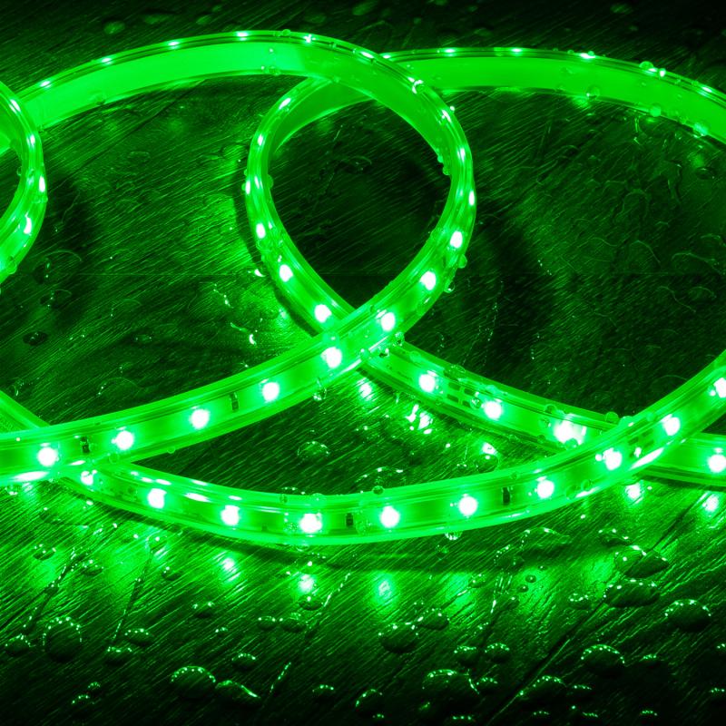 Tira LED 220V SMD2835 60LED/m Verde IP65 Ancho 12mm Corte 100cm