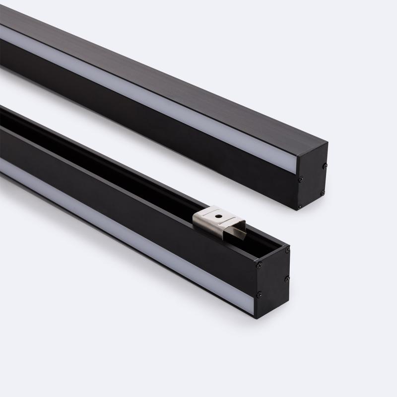 Perfil Aluminio Superficie Doble Cara 2m Negro para Tiras LED hasta 10 mm