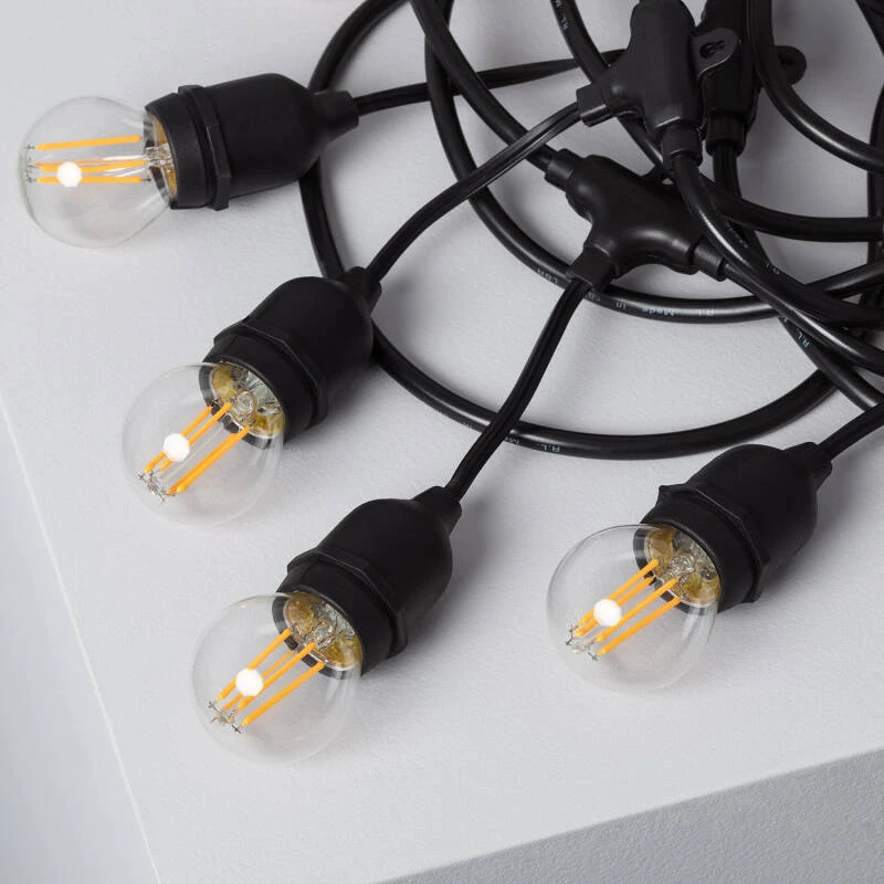 Guirnalda Exterior con Bombillas LED E27 Filamento 5.5m IP65 Negro