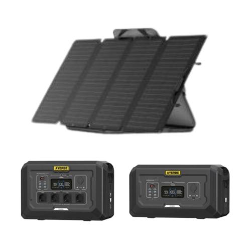 Kit Solar Portátil 160W 12V Estación de Energía AY-2048 y Batería Extra 2048Wh Ayerbe