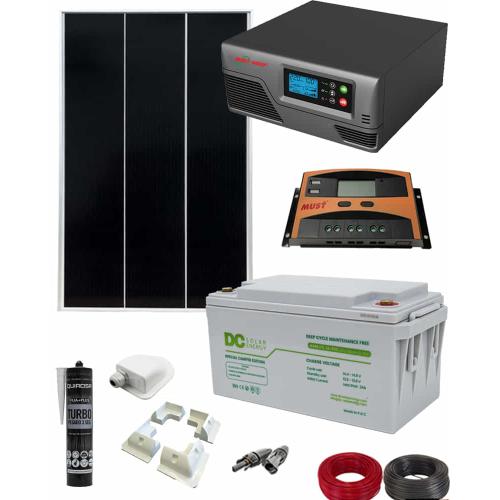 Kit Placa Solar Autocaravana 300W 12V con batería DC Solar 750Whdia