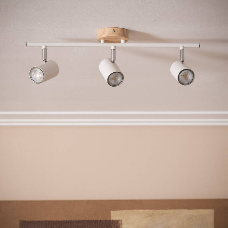 Lámpara de Techo Orientable Madera 3 Focos Olmo