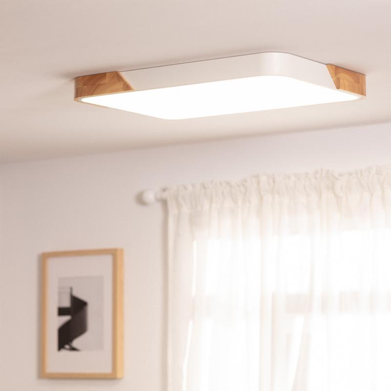 Plafón LED 30W Rectangular Madera y Metal 625x425 mm CCT Seleccionable Semi-Dari