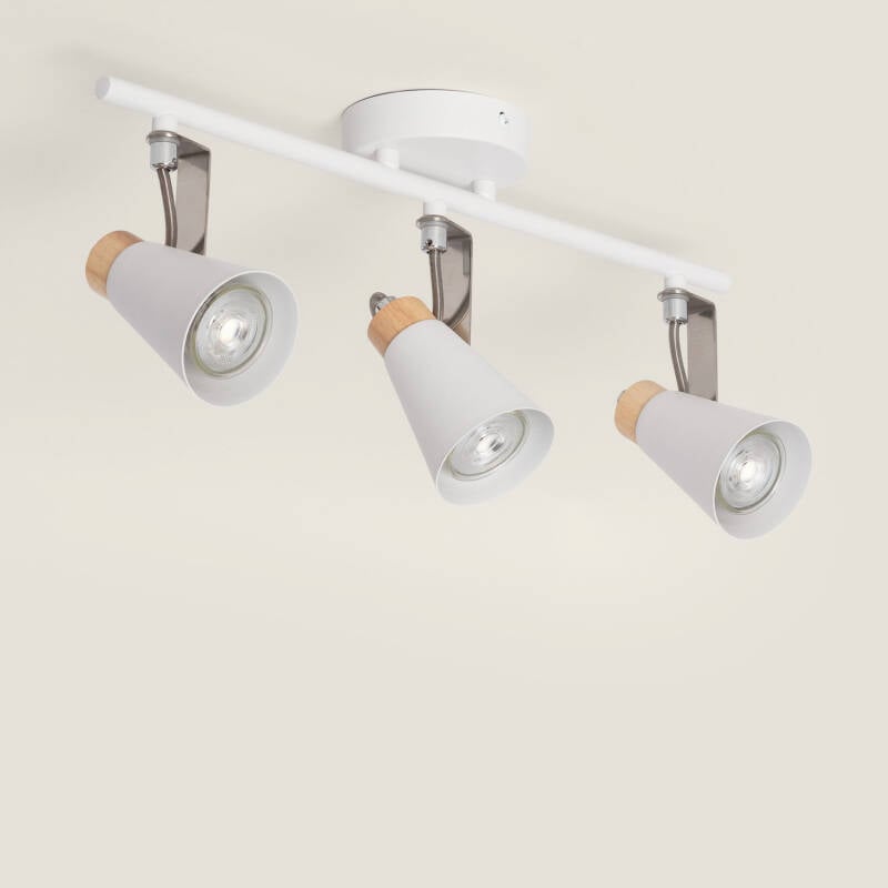 Lámpara de Techo Orientable Metal y Madera 3 Focos Mara