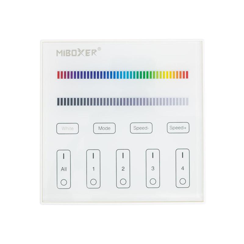 Mando RF 220-240V AC de Pared para Regulador LED RGBW 4 RF Zonas MiBoxer T3