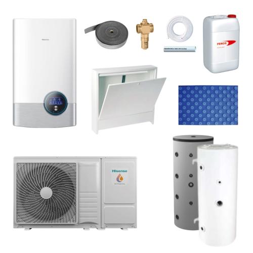 Kit Aerotermia con Suelo Radiante Hisense Bibloc Mural Hi-Therma 10kW R32 para 140m2