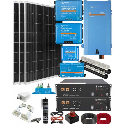 Kit Placas Solares para Caravanas 200W con Instalación Eléctrica Completa