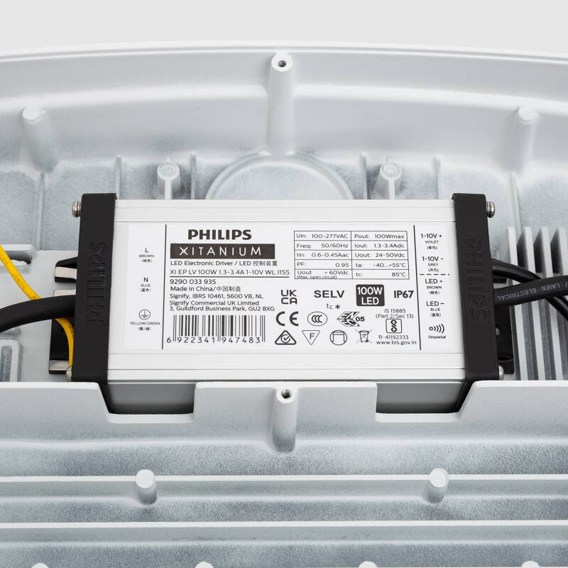 Foco LED Canopy Especial Gasolineras 100W LUMILEDS 150lm/W Driver Philips Xitanium Regulable 1-10V