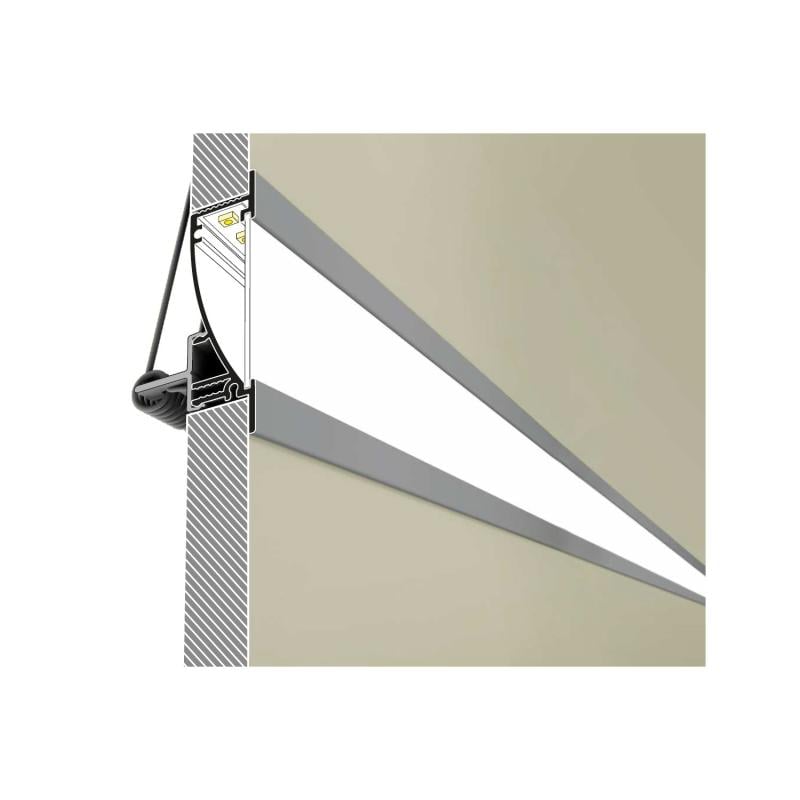 Perfil Aluminio Empotrable 1m con Luz Difusa para Tiras LED hasta 10 mm