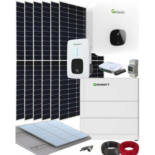 Kit Solar Litio Cargador Coche 3000W 16kWhdía Growatt