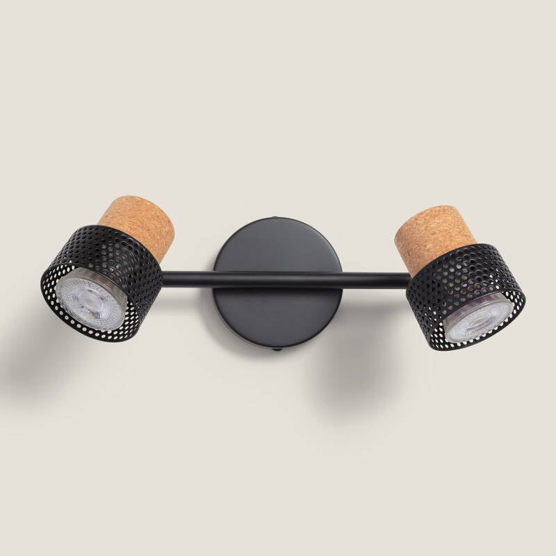 Lámpara de Pared Metal y Corcho Dos Focos Liksy