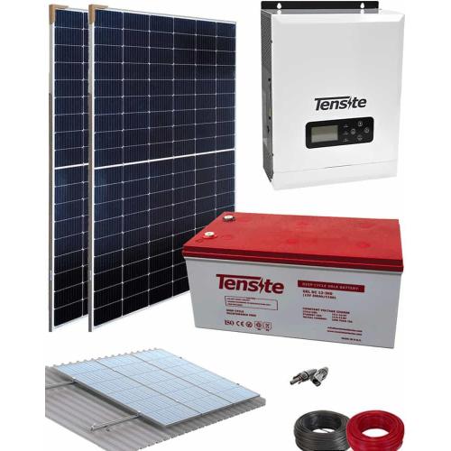 Kit Placas Solares para Casa Campo 1000W 12V 4000Whdia con batería GEL