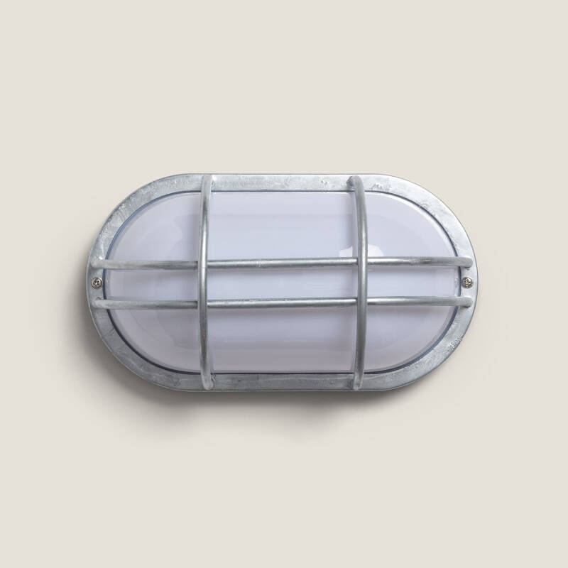 Plafón Oval para Exterior 260x146 mm Hublot Fjord Acero Galvanizado