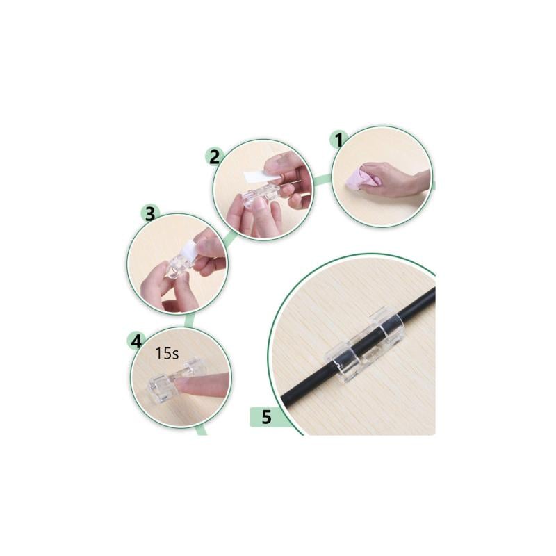 Pack 20 Grapas Clip Autoadhesivo Organizador Para Cable Ø 8mm
