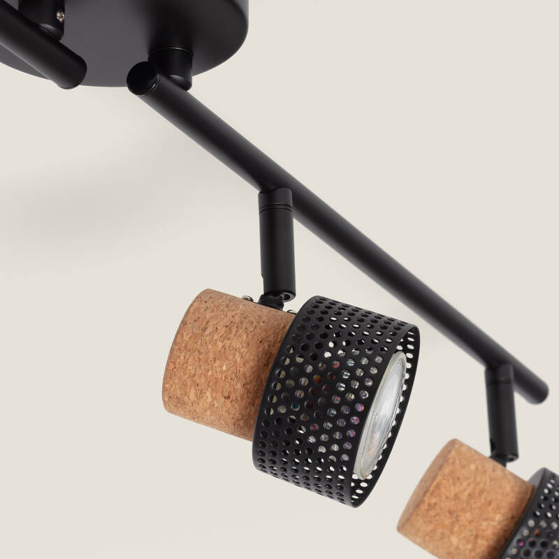 Lámpara de Techo Metal y Corcho Cuatro Focos Liksy