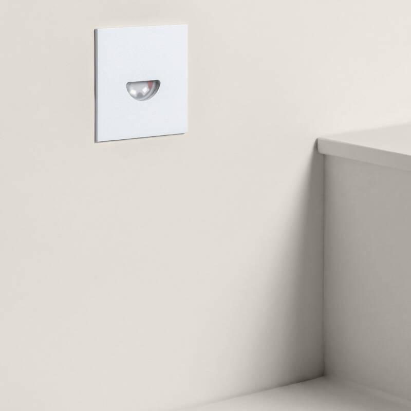 Baliza Exterior LED 2W Empotrable Pared Cuadrado Blanco Guell