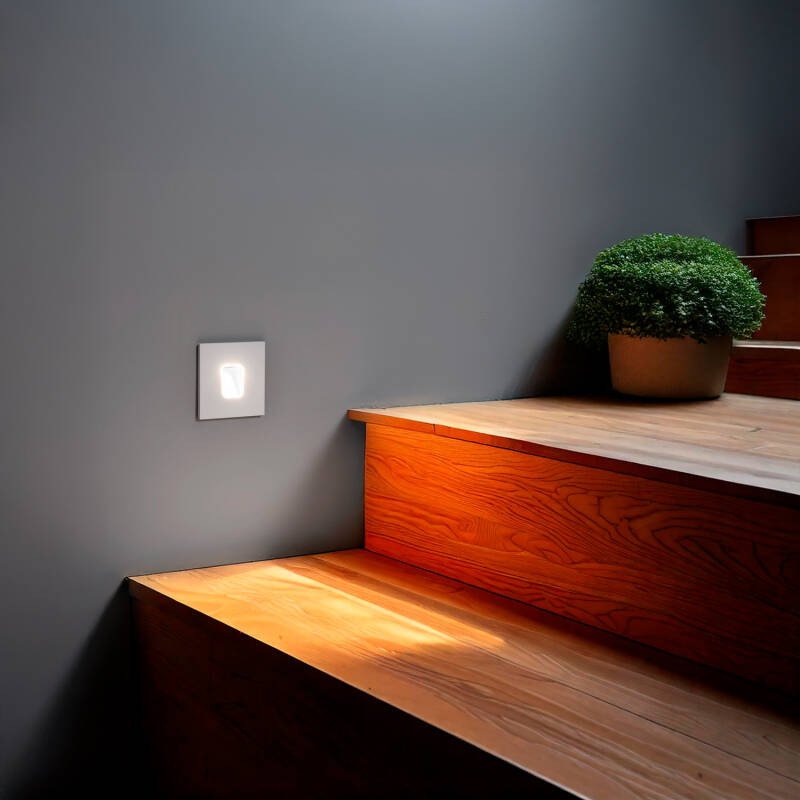 Baliza Exterior LED 2W Empotrable Pared Cuadrado Blanco Olite