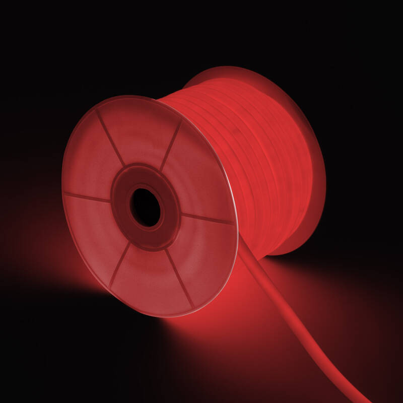 Tira LED Neón Regulable 220V BOBINA 50m Rojo Circular 360 9W/m Corte 100cm IP67