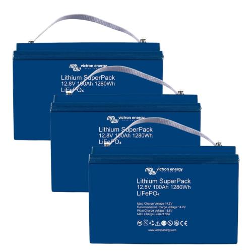 Pack 3ud Baterías LiFePO4 Caravana 100Ah 12,8V Victron Smart