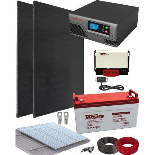 Kit Solar Fotovoltaico 600W 12V 2000Whdia con Batería de Gel