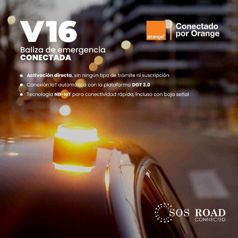 Baliza V16 Homologada DGT 3.0 PACK 6 x 28.99€ unidad con Geolocalización - Luz Emergencia Coche Obligatoria 2026 ORANGE Road
