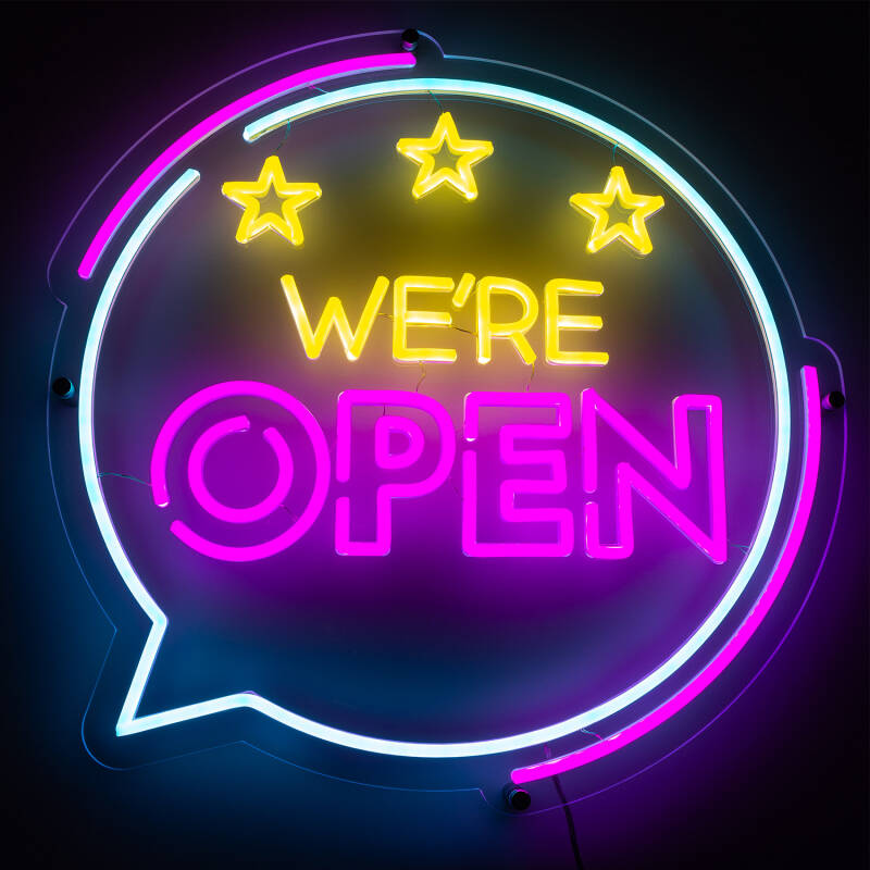 Cartel Neón LED We're Open