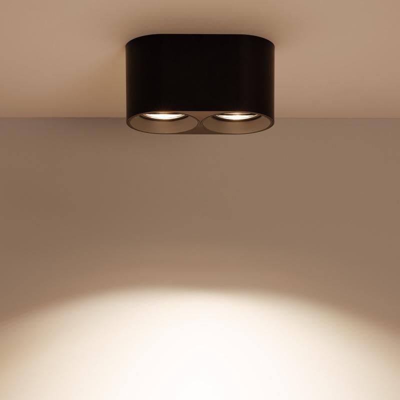 Aplique de Techo Doble Negro con Bombilla GU10 Space
