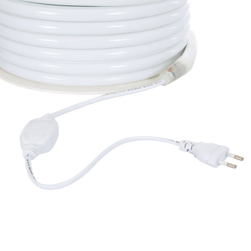 Tira LED Neón Regulable 220V BOBINA 50m Blanco Frío Semicircular 180 9W/m Corte 100cm IP67