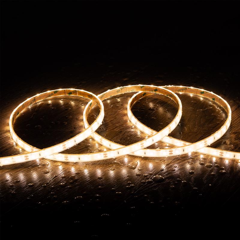 Tira LED 12V SMD 60 LED/m 5m 5W/m 500lm/m Ancho 10mm Corte 5cm Sumergible IP68 SILICONE FLEX